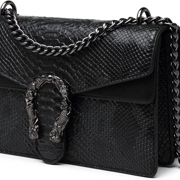 Crossbody Bags for Women - Snake Printed Clutch Purses Leather Chain Shoulder Ba - Picture 1 of 7